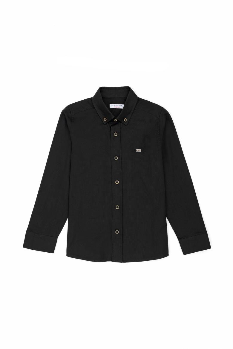 Erkek Çocuk Siyah Uzun Kollu Basic Gömlek