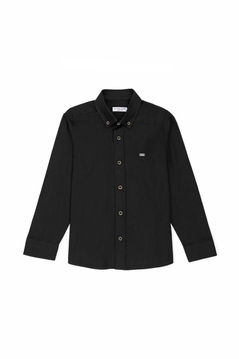 Erkek Çocuk Siyah Uzun Kollu Basic Gömlek