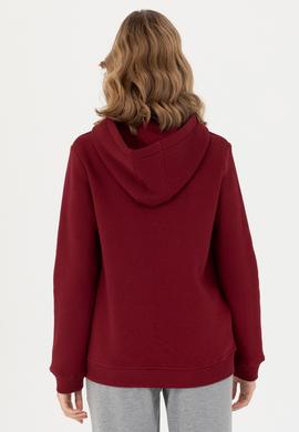Kadın Bordo Kapüşonlu Basic Sweatshirt - 50276022036