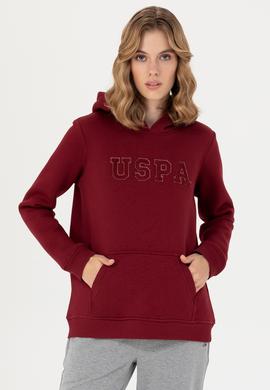 Kadın Bordo Kapüşonlu Basic Sweatshirt - 50276022036