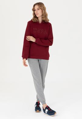 Kadın Bordo Kapüşonlu Basic Sweatshirt - 50276022036