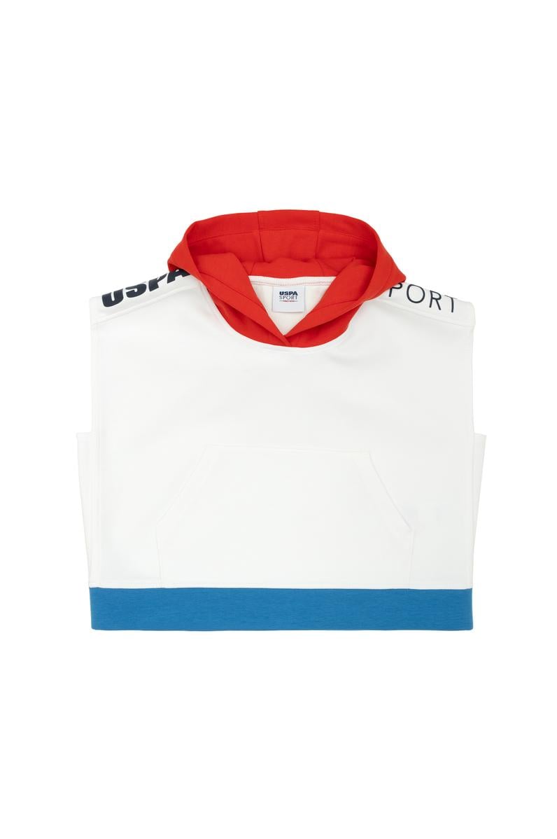 Kız Çocuk Beyaz Kapüşonlu Sweatshirt