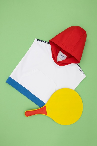 Kız Çocuk Beyaz Kapüşonlu Sweatshirt