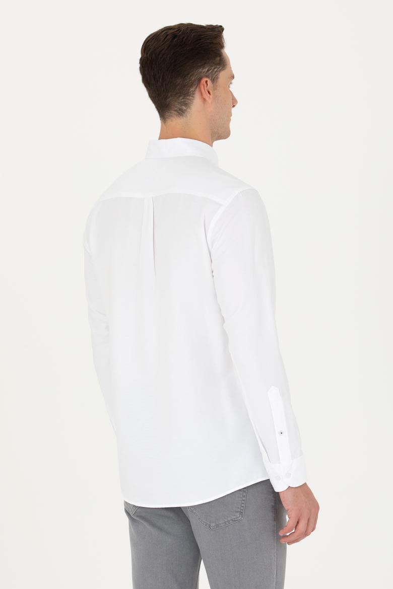 Erkek Beyaz Uzun Kollu Basic Gömlek - 50271274005