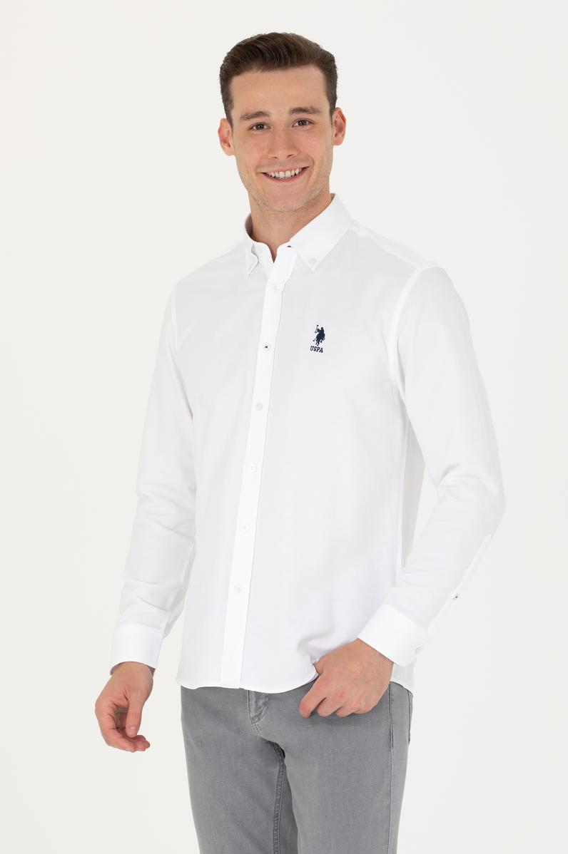 Erkek Beyaz Uzun Kollu Basic Gömlek