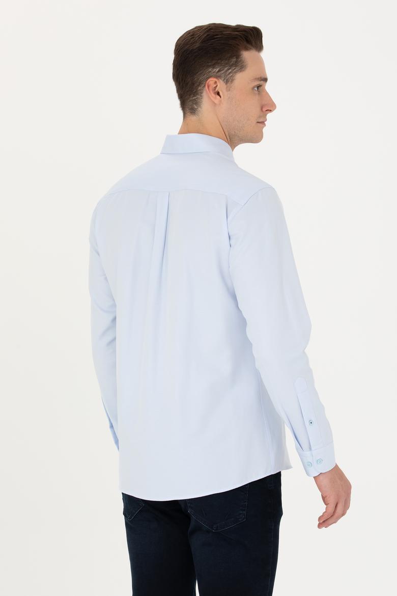 Erkek Açık Mavi Uzun Kollu Basic Gömlek - 50271274013