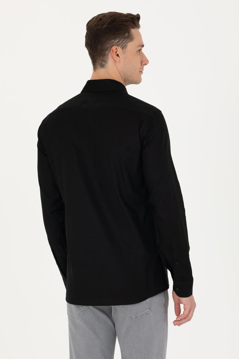 Erkek Siyah Uzun Kollu Basic Gömlek - 50271279042