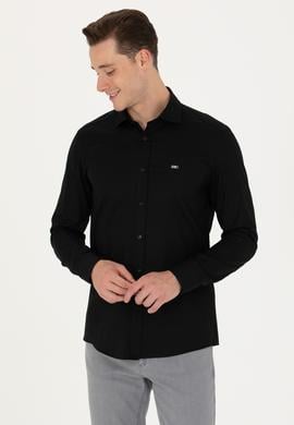 Erkek Siyah Uzun Kollu Basic Gömlek - 50271279042