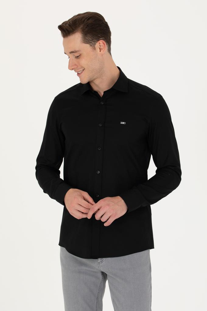 Erkek Siyah Uzun Kollu Basic Gömlek