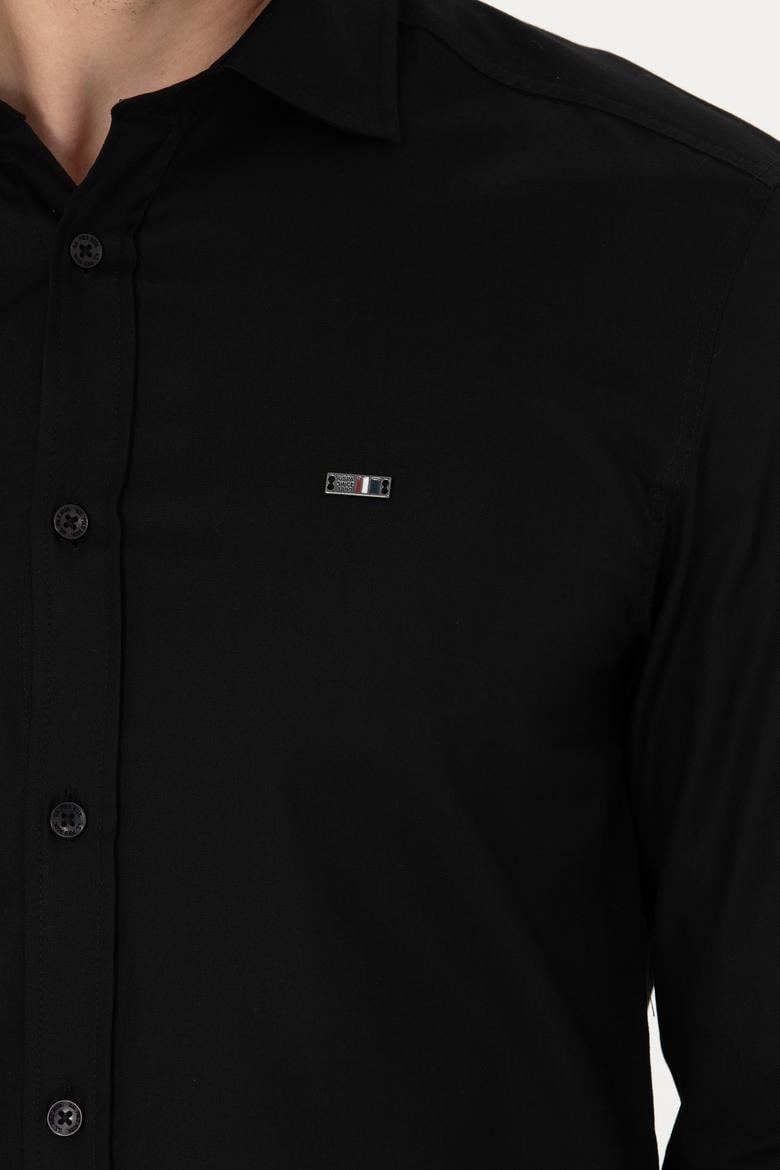 Erkek Siyah Uzun Kollu Basic Gömlek - 50271279042