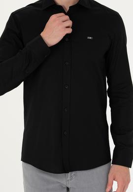 Erkek Siyah Uzun Kollu Basic Gömlek - 50271279042