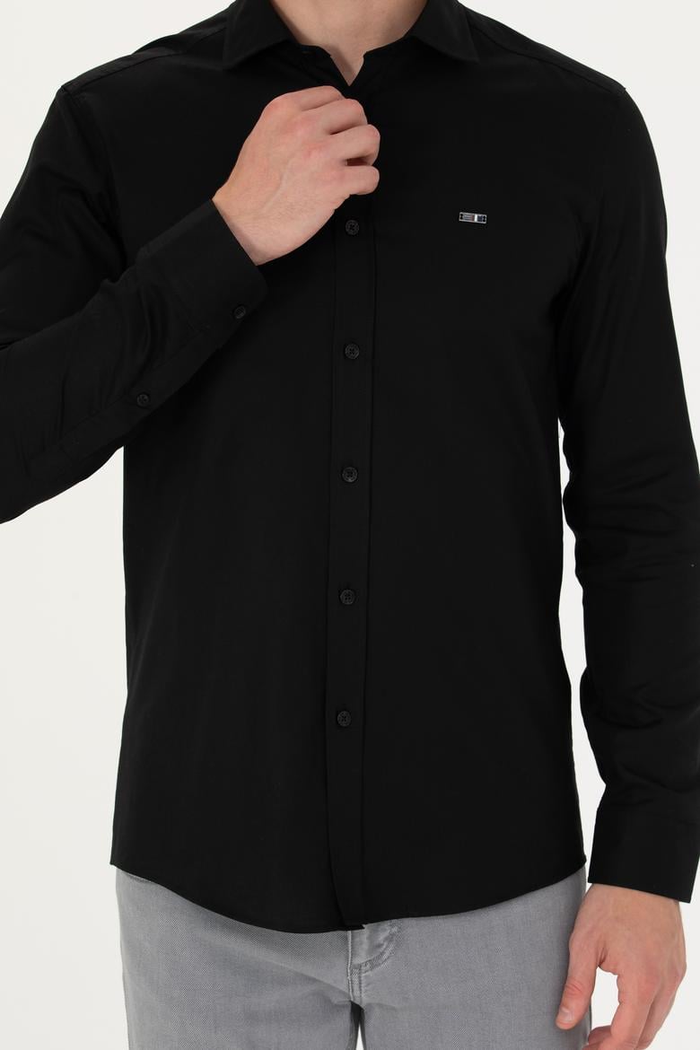 Erkek Siyah Uzun Kollu Basic Gömlek - 50271279042
