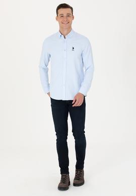 Erkek Açık Mavi Uzun Kollu Basic Gömlek - 50271293092