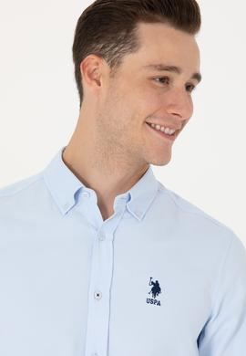 Erkek Açık Mavi Uzun Kollu Basic Gömlek - 50271293092