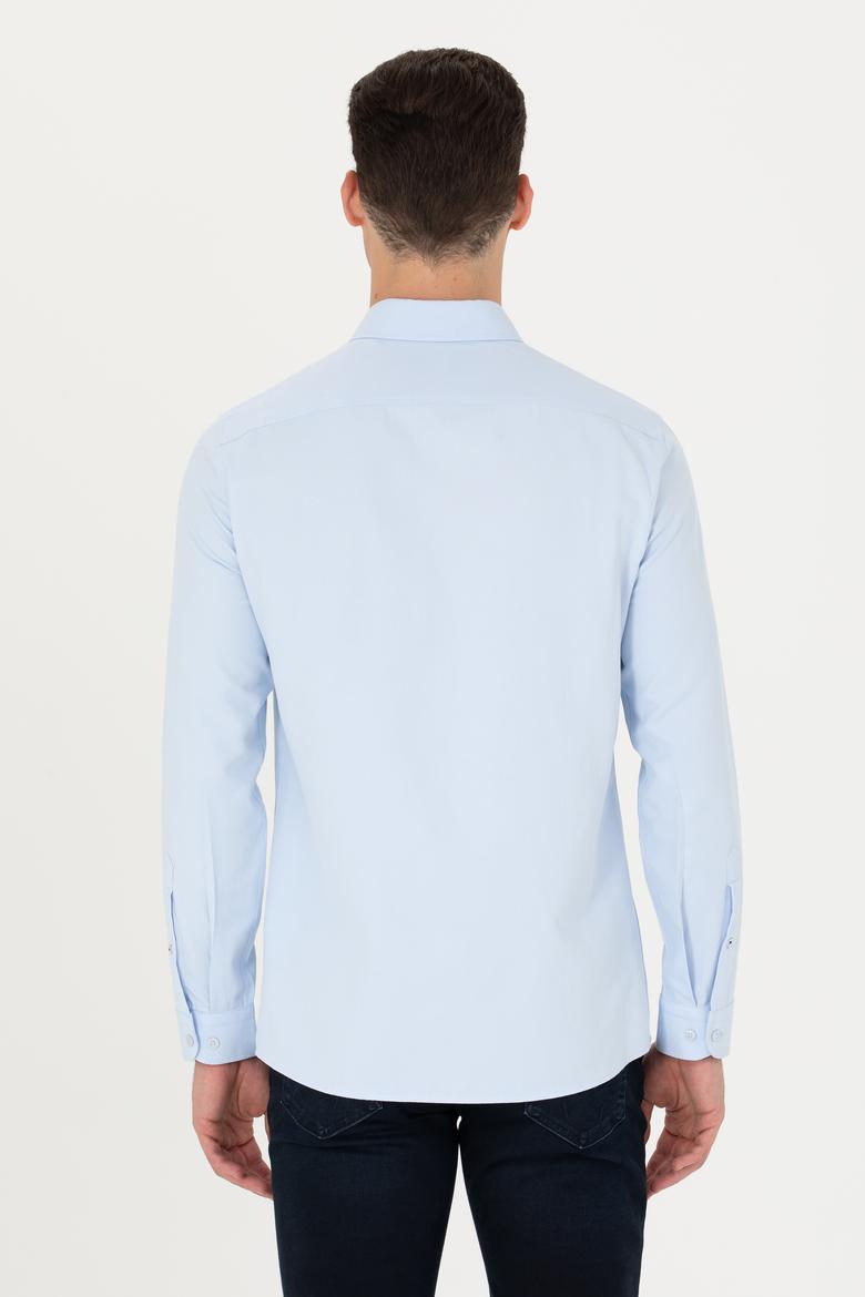 Erkek Açık Mavi Uzun Kollu Basic Gömlek - 50271293092