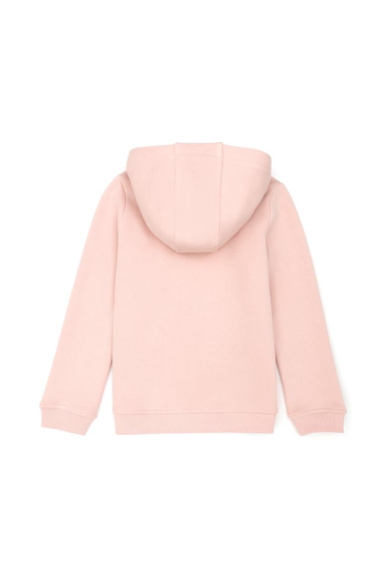 Kız Çocuk Toz Pembe Basic Kapüşonlu Sweatshirt - 50272615157