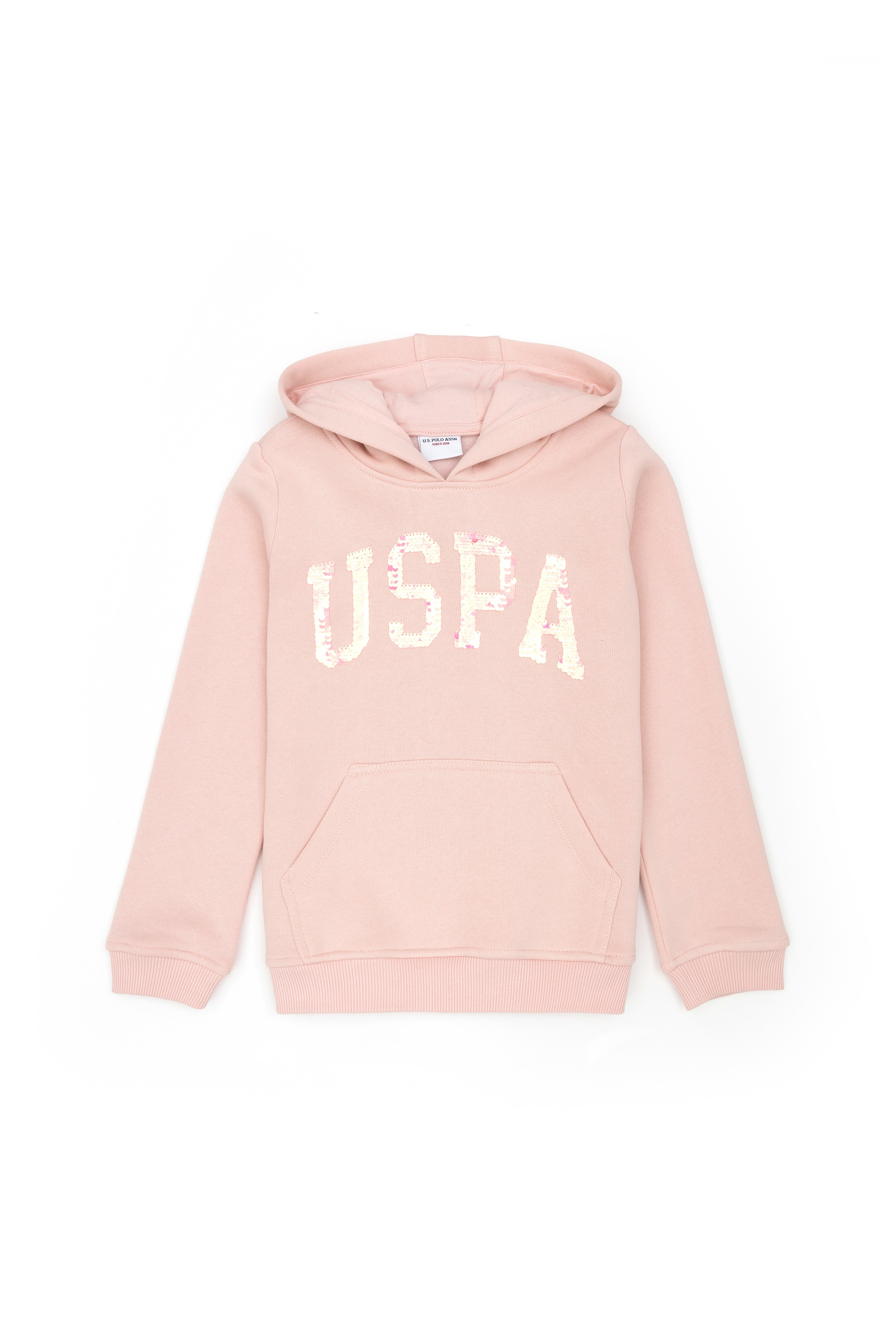 Kız Çocuk Toz Pembe Basic Kapüşonlu Sweatshirt - Image 2