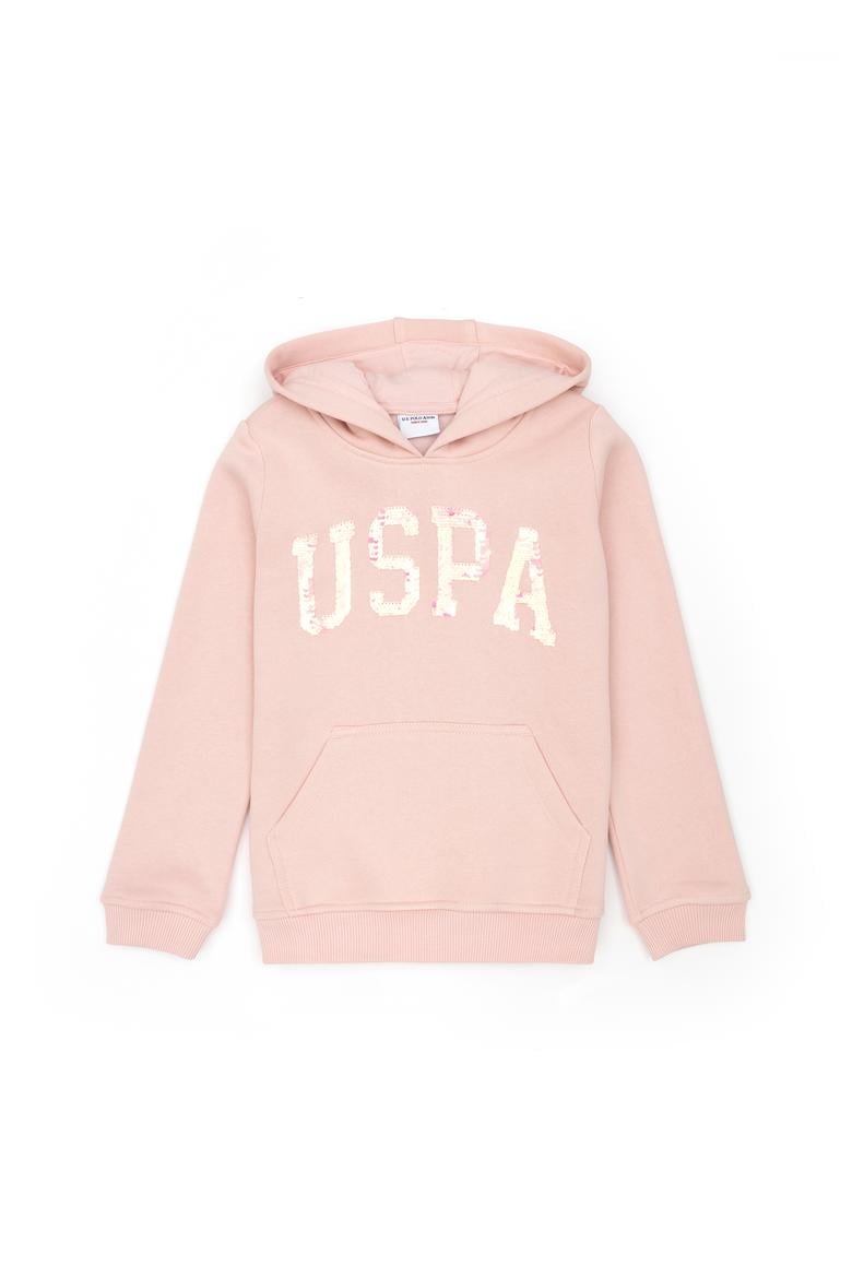 Kız Çocuk Toz Pembe Basic Kapüşonlu Sweatshirt - 50272615157
