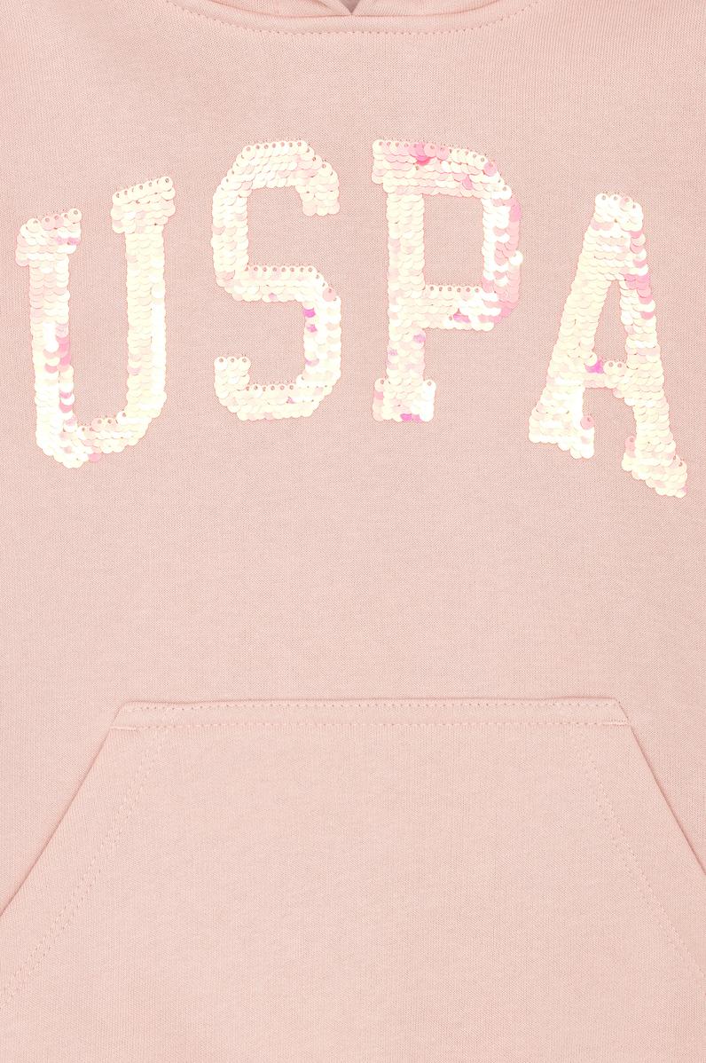 Kız Çocuk Toz Pembe Basic Kapüşonlu Sweatshirt