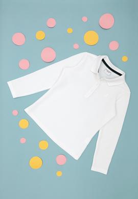 Kız Çocuk Beyaz Polo Yaka Basic Sweatshirt - 50272630026