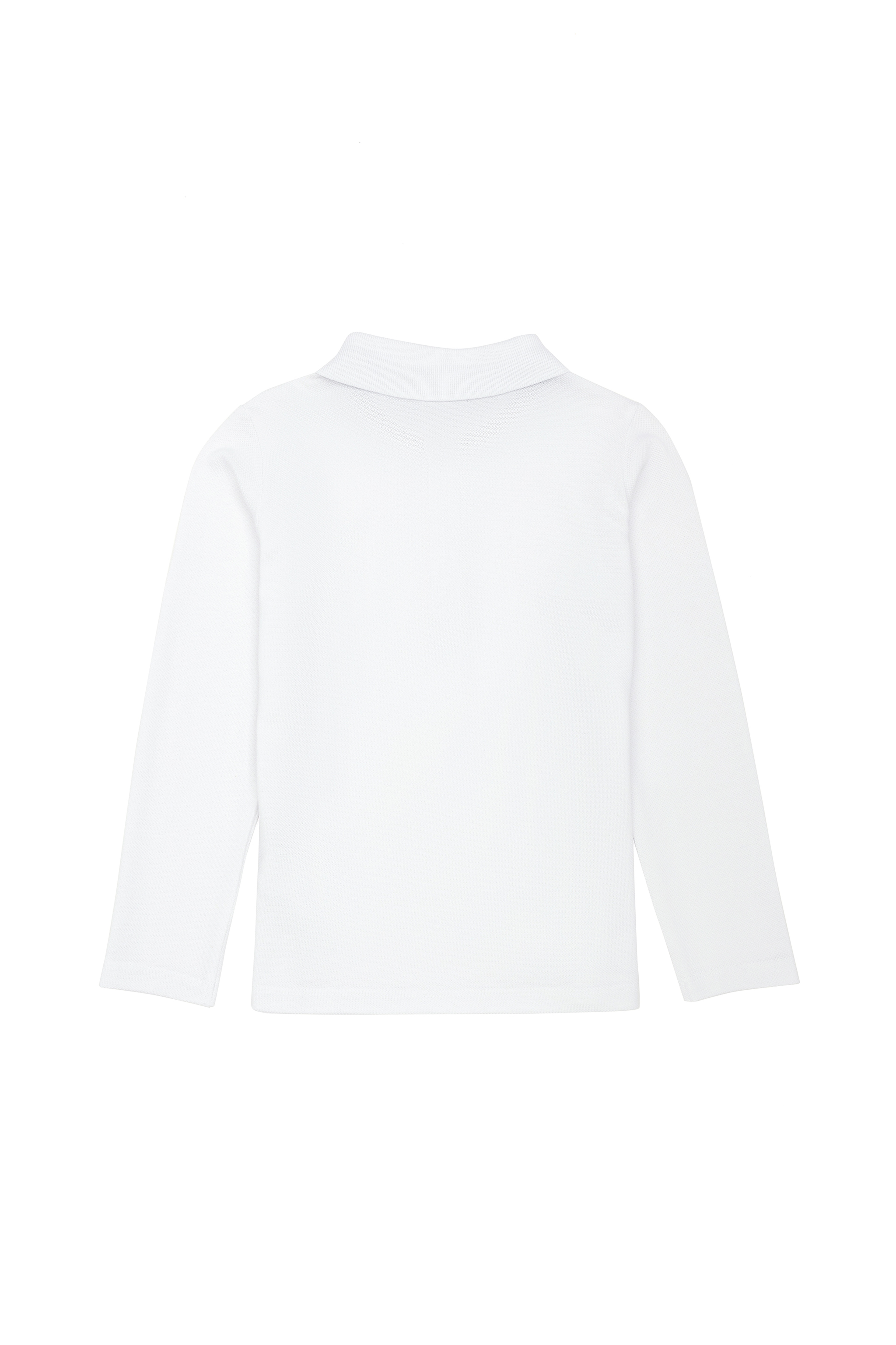 Kız Çocuk Beyaz Polo Yaka Basic Sweatshirt - Image 3