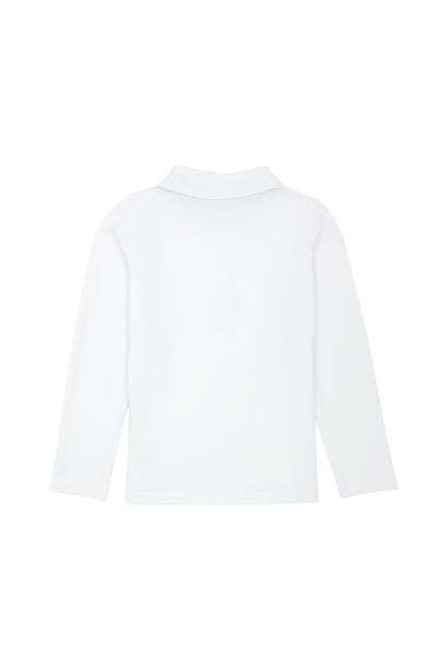 Kız Çocuk Beyaz Polo Yaka Basic Sweatshirt