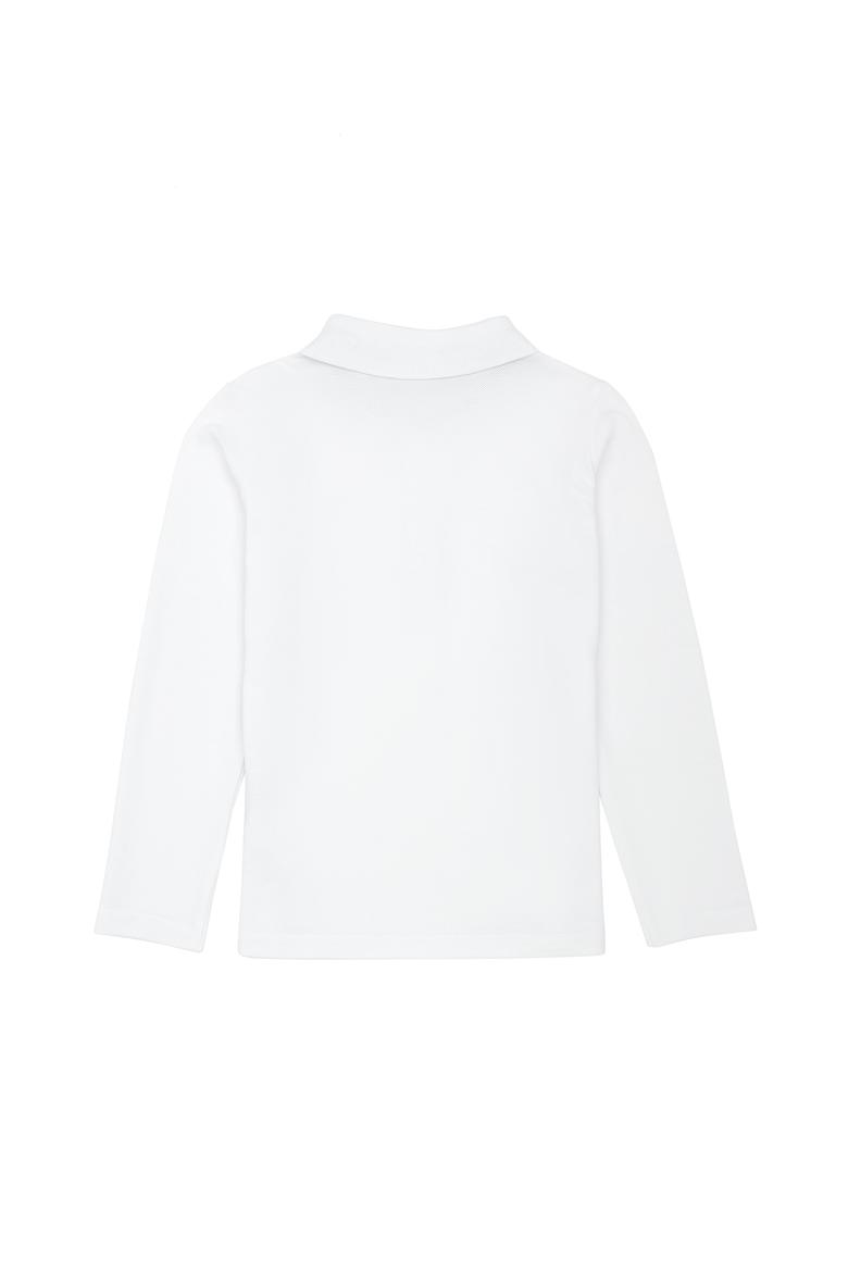 Kız Çocuk Beyaz Polo Yaka Basic Sweatshirt - 50272630026