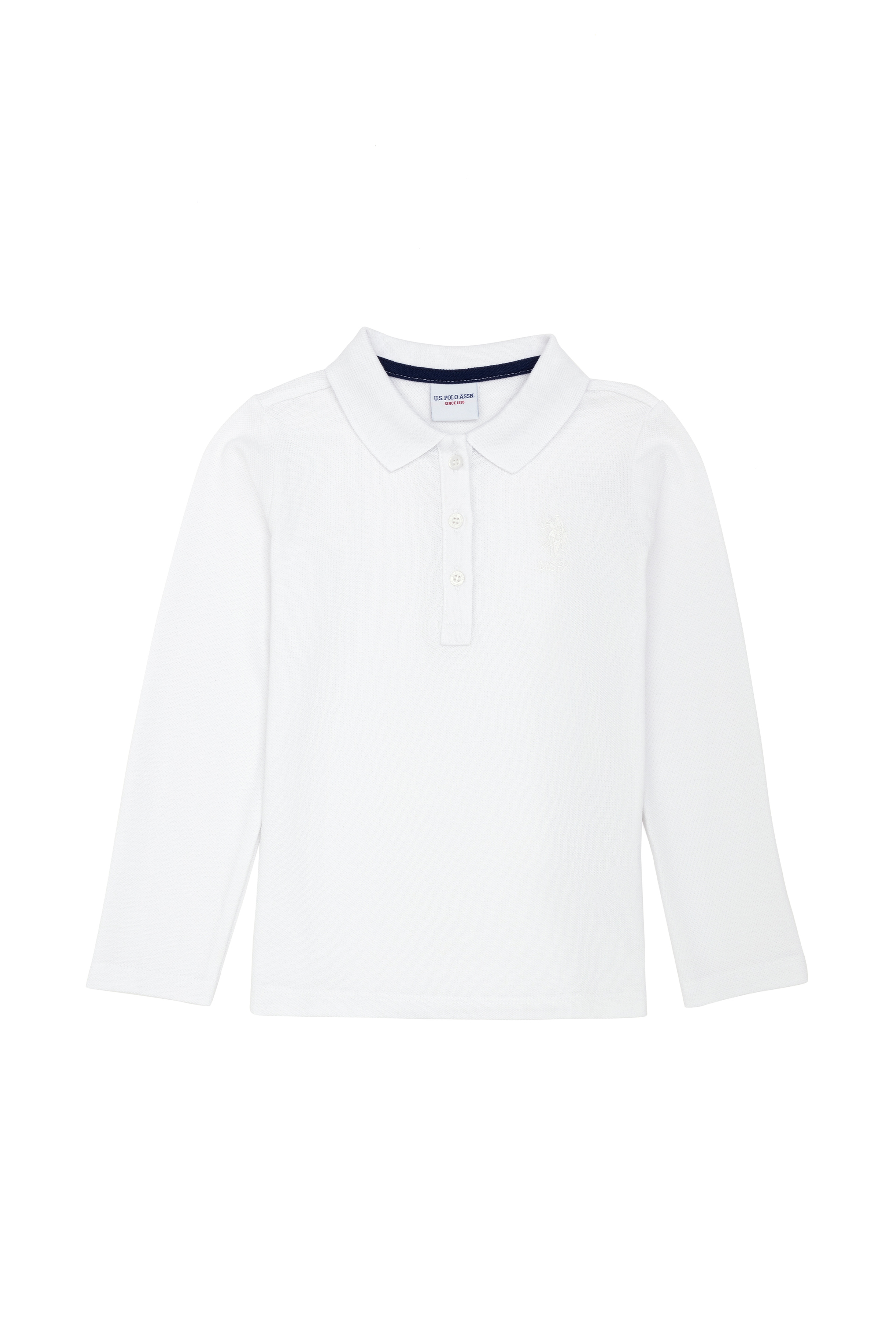 Kız Çocuk Beyaz Polo Yaka Basic Sweatshirt