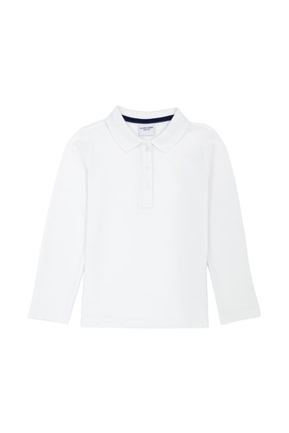 Kız Çocuk Beyaz Polo Yaka Basic Sweatshirt