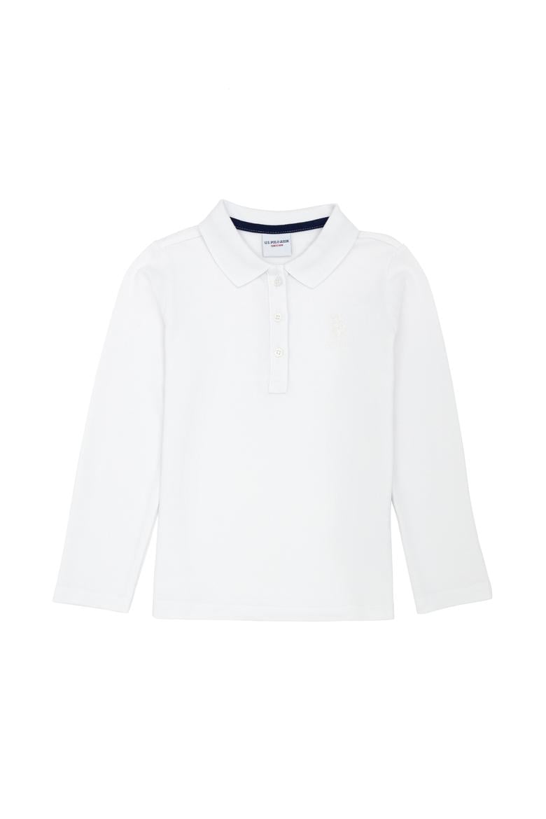 Kız Çocuk Beyaz Polo Yaka Basic Sweatshirt - 50272630026
