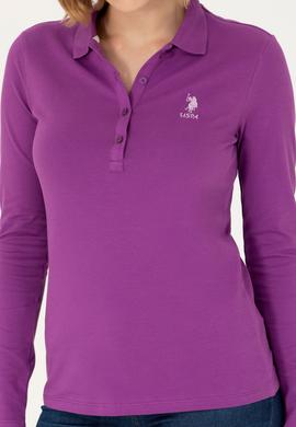 Kadın Violet Polo Yaka Basic Sweatshirt - 50276999030