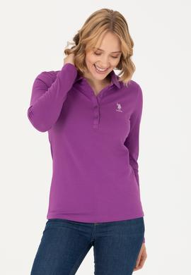 Kadın Violet Polo Yaka Basic Sweatshirt - 50276999030