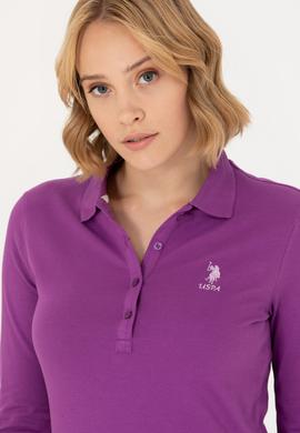 Kadın Violet Polo Yaka Basic Sweatshirt - 50276999030