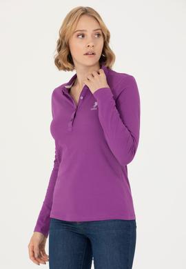 Kadın Violet Polo Yaka Basic Sweatshirt - 50276999030