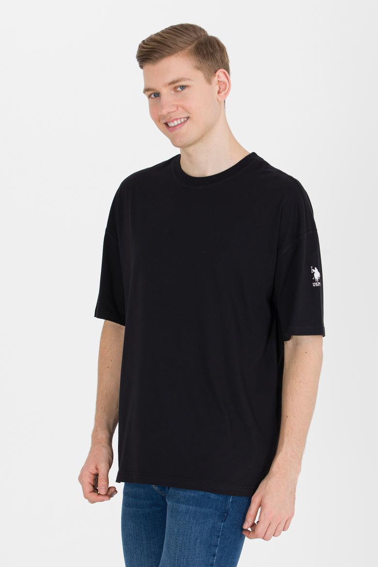 Erkek Siyah Comfort Long Bisiklet Yaka Tişört - 50265229011