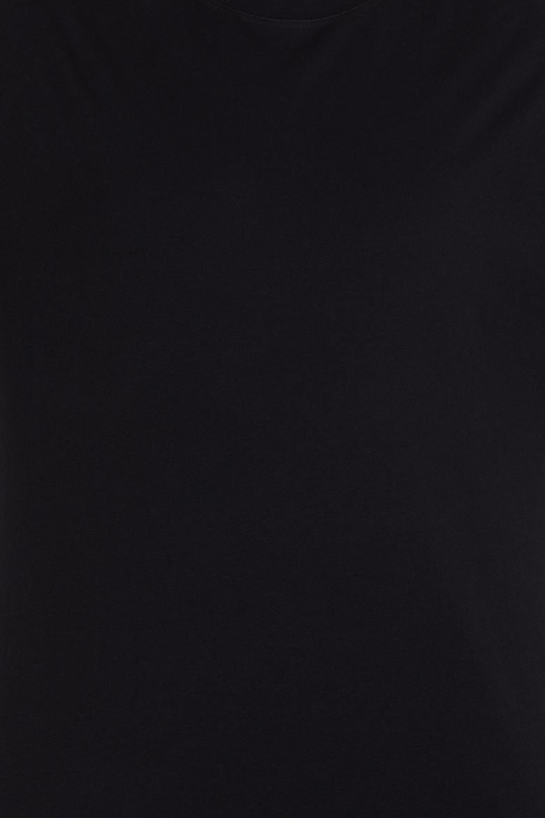 Erkek Siyah Comfort Long Bisiklet Yaka Tişört - 50265229011