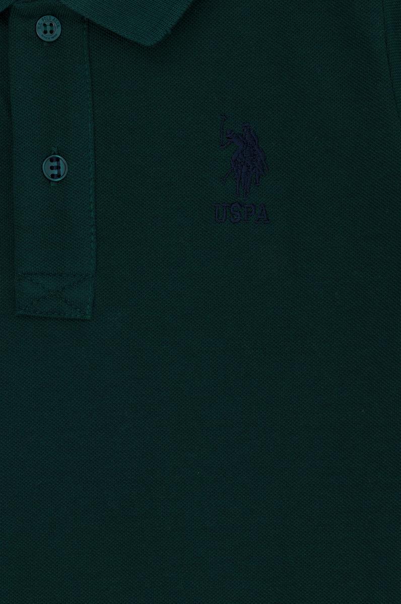 Erkek Çocuk Koyu Yeşil Basic Polo Yaka Tişört