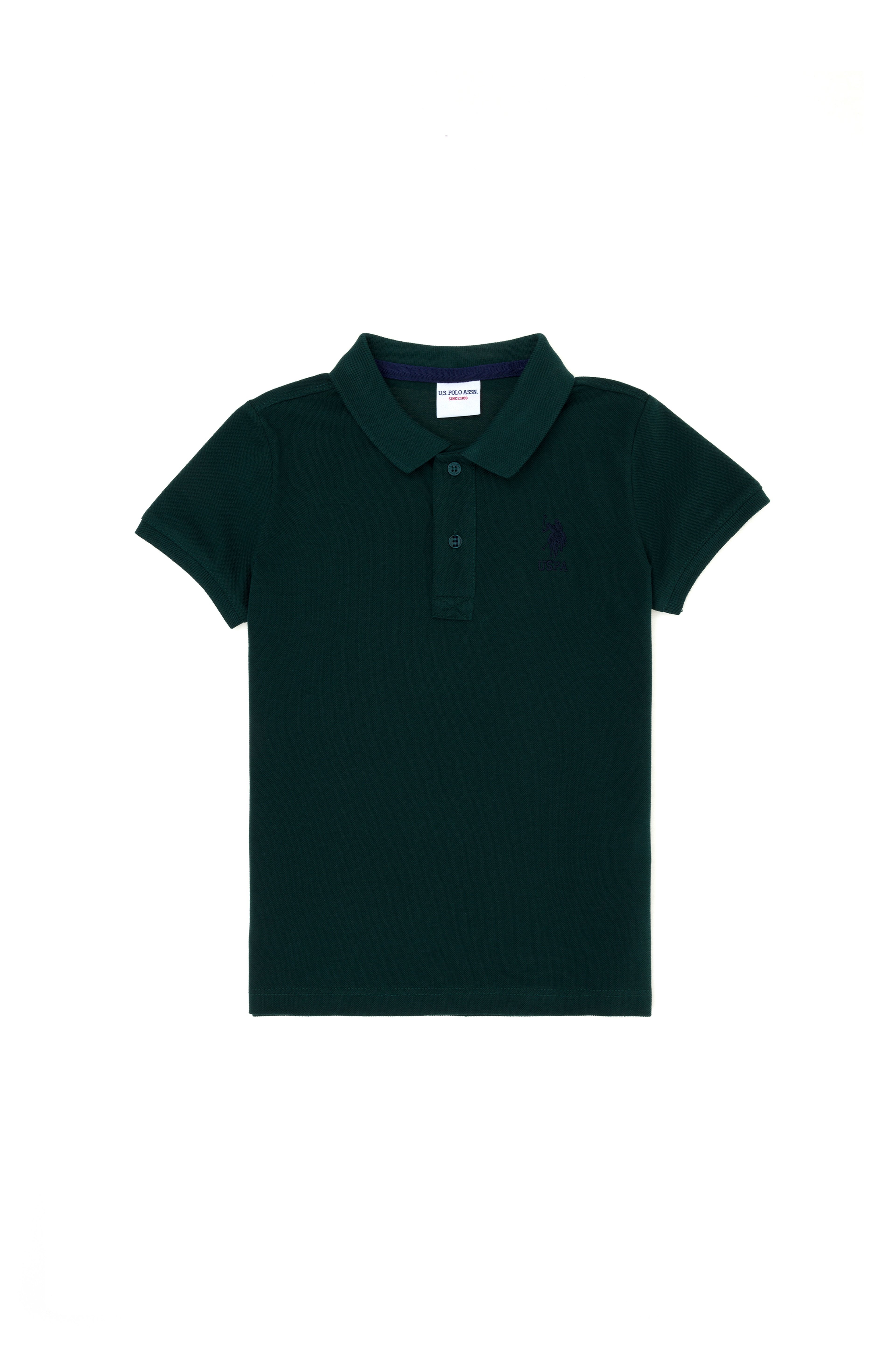 Erkek Çocuk Koyu Yeşil Basic Polo Yaka Tişört - Image 1