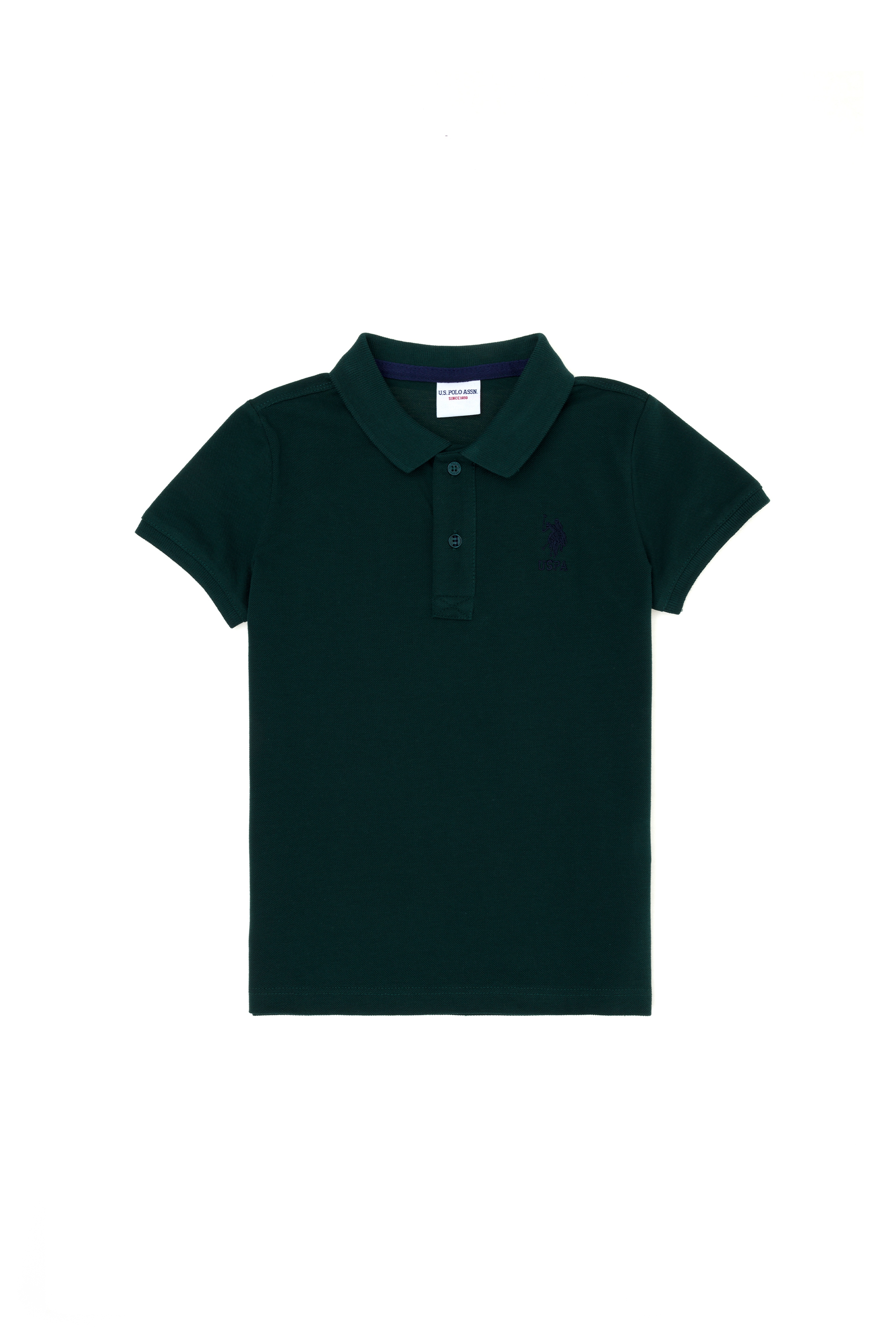Erkek Çocuk Koyu Yeşil Basic Polo Yaka Tişört