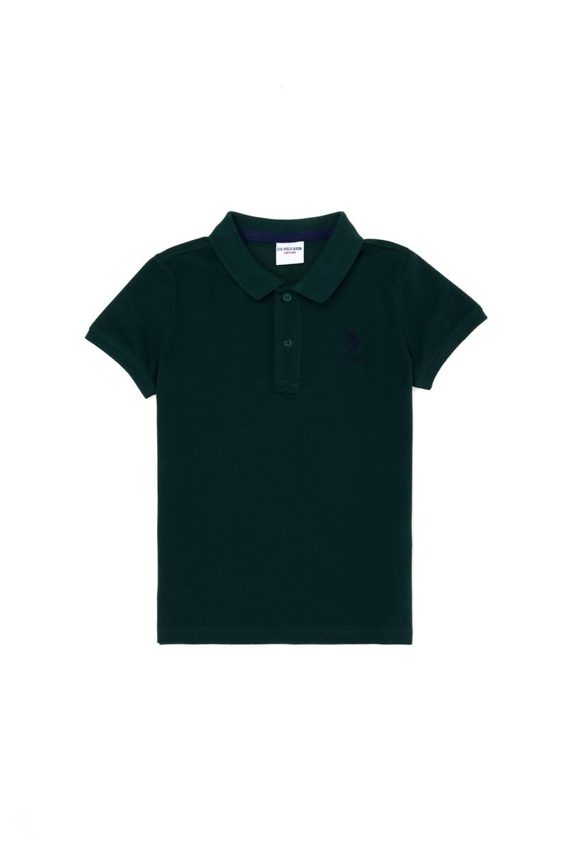 Erkek Çocuk Koyu Yeşil Basic Polo Yaka Tişört