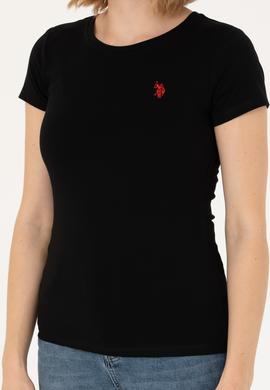 Kadın Siyah Basic Bisiklet Yaka Tişört - 50262656022