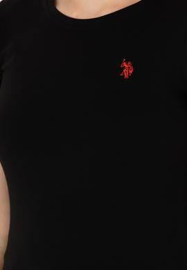 Kadın Siyah Basic Bisiklet Yaka Tişört - 50262656022