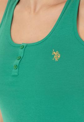 Kadın Yeşil Basic Bisiklet Yaka Tişört - 50262673122