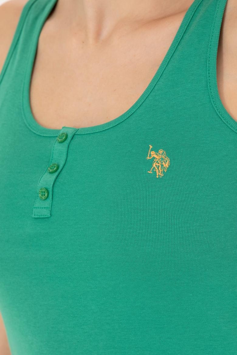 Kadın Yeşil Basic Bisiklet Yaka Tişört - 50262673122