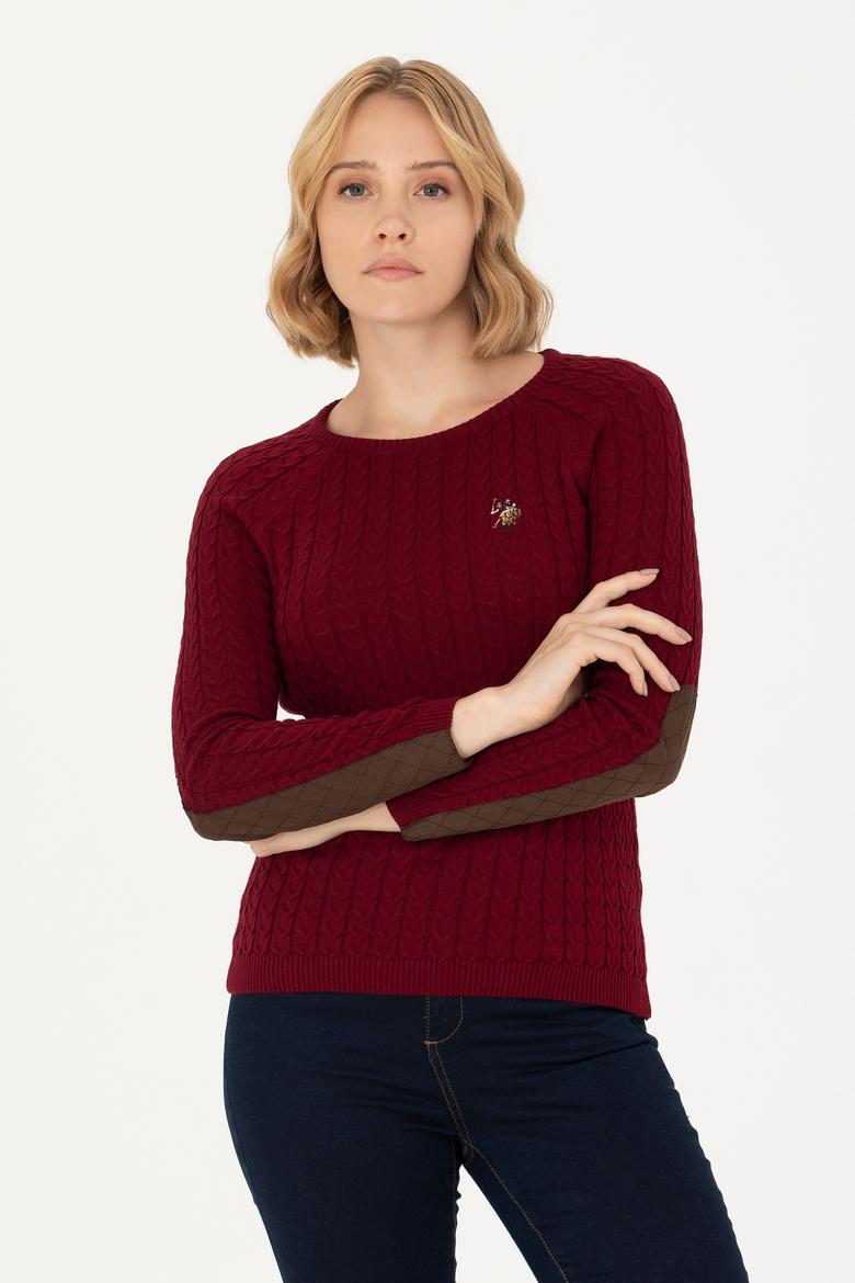 Kadın Bordo Bisiklet Yaka  Basic Kazak