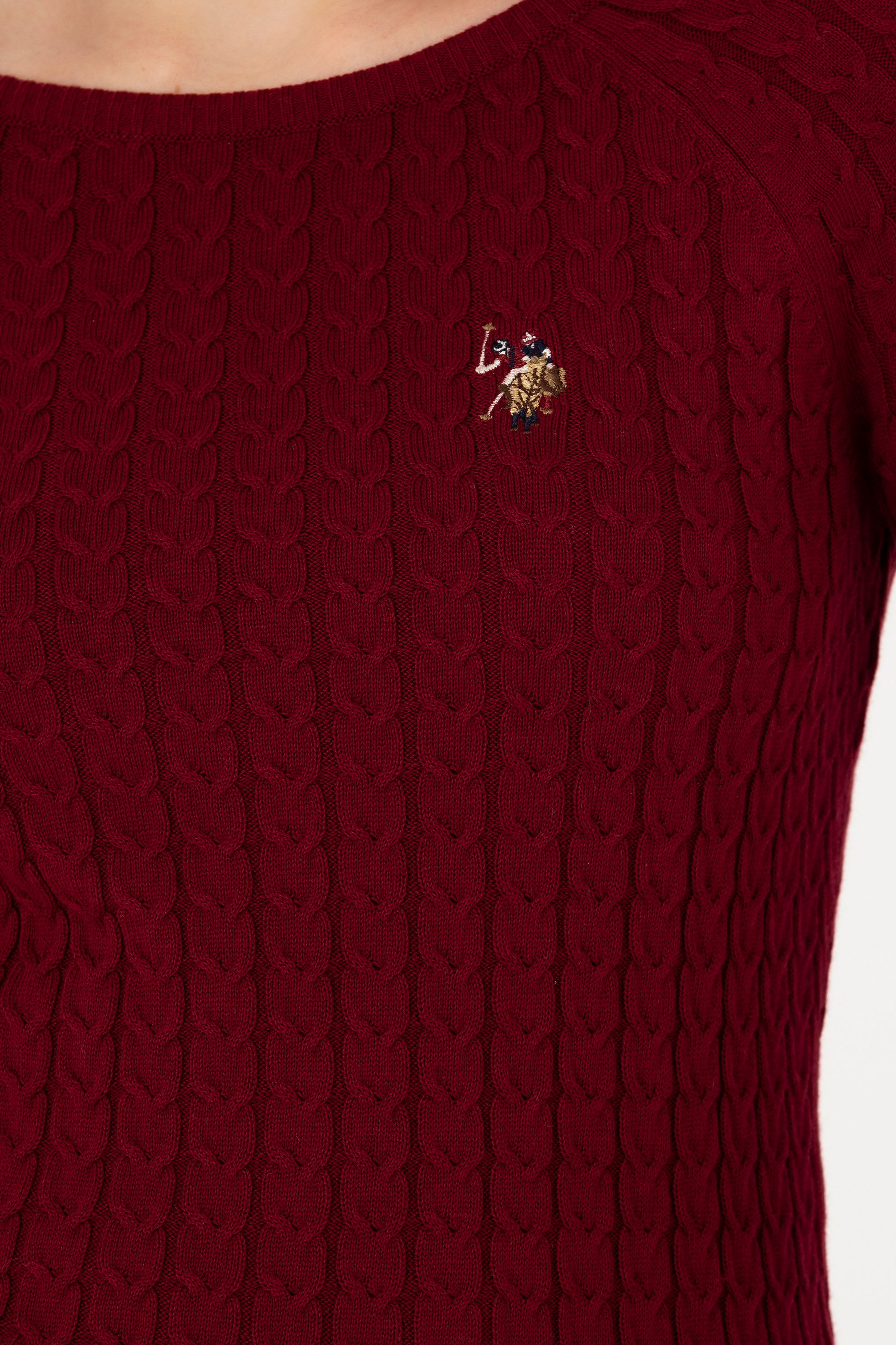 Kadın Bordo Bisiklet Yaka Basic Kazak - Image 7