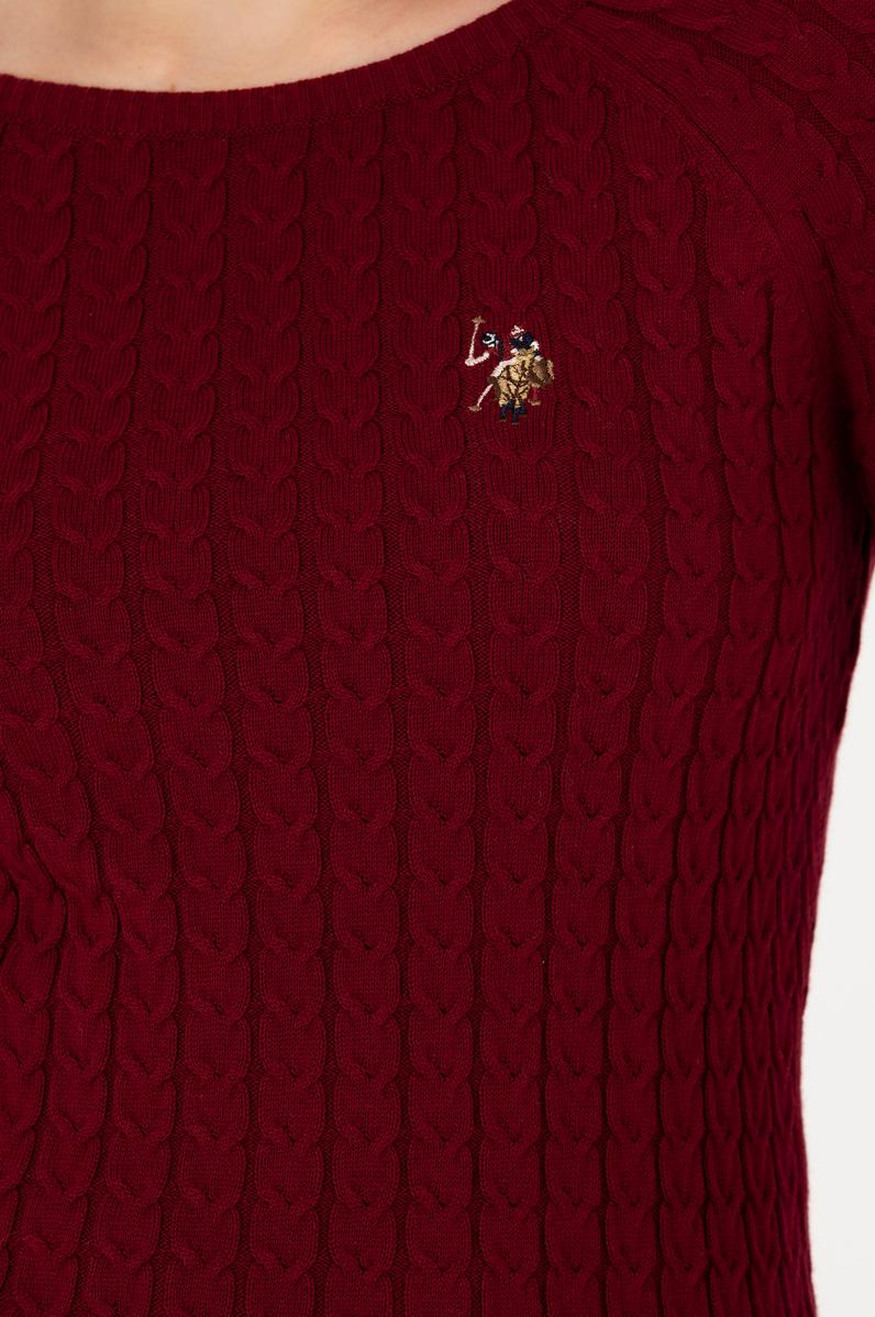 Kadın Bordo Bisiklet Yaka  Basic Kazak