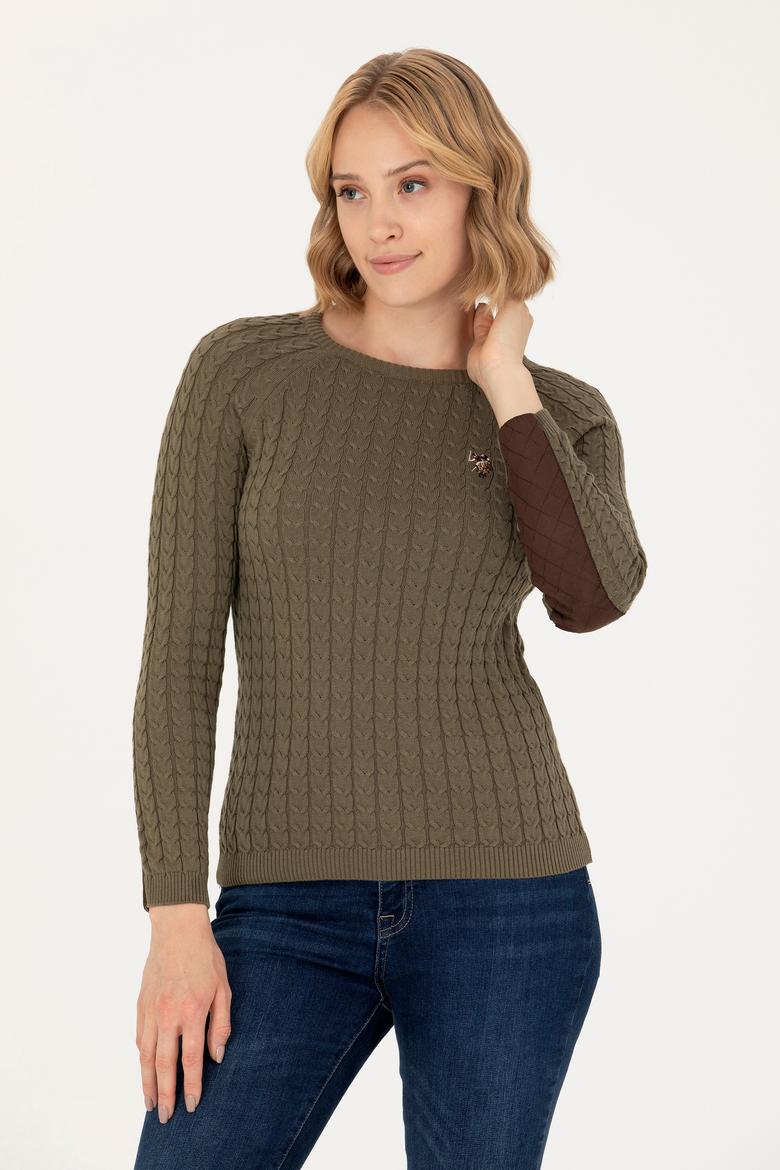 Kadın Haki Bisiklet Yaka Basic Kazak - 50269010035