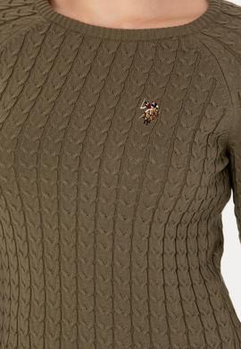 Kadın Haki Bisiklet Yaka Basic Kazak - 50269010035