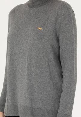 Kadın Gri Melanj Balıkçı Yaka Basic Kazak - 50269012018